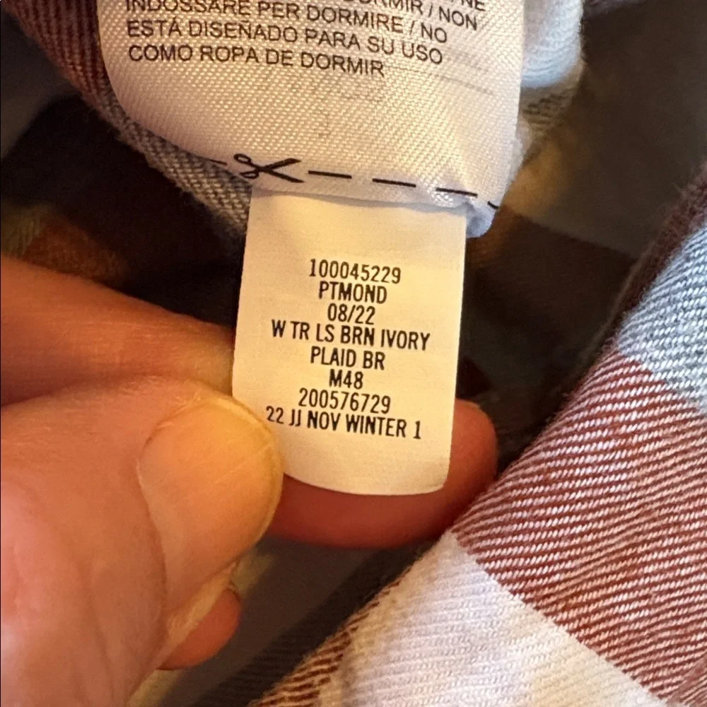 Janie and Jack sz 3 brown, white, and grey plaid button down flannel shirt